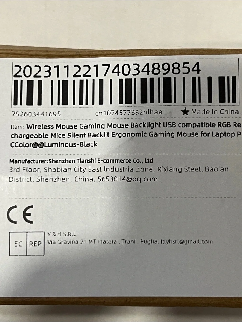 Wireless Gaming Mouse Backlight USB Compatible RGB